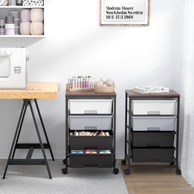 SYKIARIOL Utility Cart with 4 Drawers, Rolling Storage Cart with Drawers - Image 9