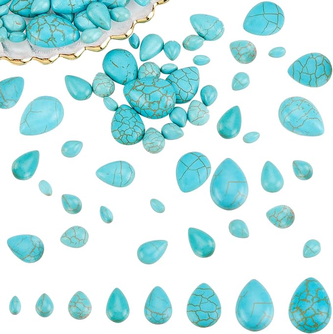 arricraft 80 Pcs Cracked Stone Cabochon, 8 Size Teardrop Shape Gemstones Beads by ARRICRAFT