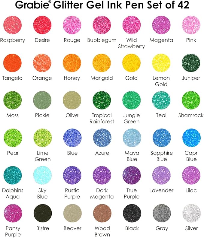 Grabie Set of 42 Glitter Gel Pens Set, 1.0mm Fine Tip Gel Pens - Image 5