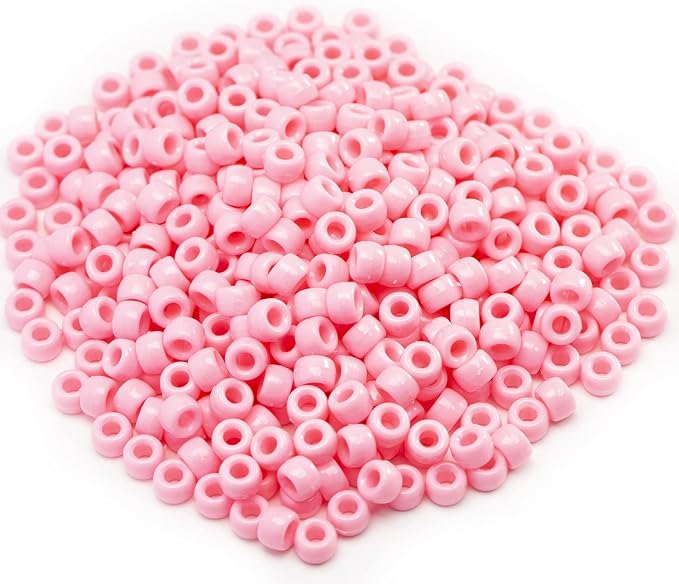 1000 Pcs Acrylic Pink DIY Pony Beads 6x9mm Bulk - Image 4