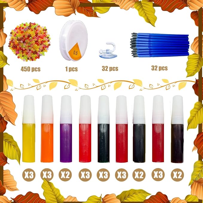AUEKIV Suncatcher Kit 32 Sets Fall Leaf Suncatchers Window Art Paint Sun - Image 7