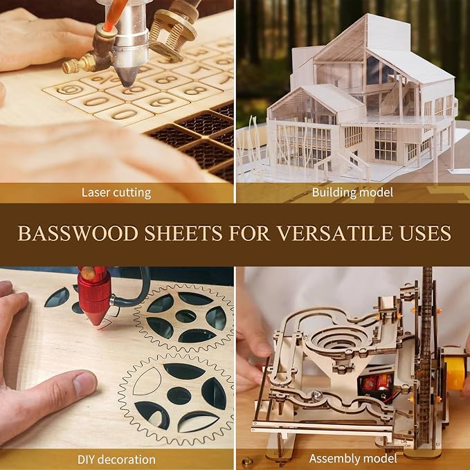36 Pack Basswood Sheets, Craft Wood, Unfinished Wood, - Image 2