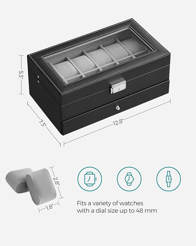 SONGMICS Watch Box, 12-Slot Watch Case Organizer - Image 6