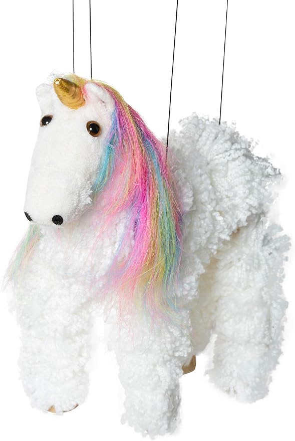 Artisan Owl Rainbow Mane Magical Unicorn Marionette Puppet - Image 2