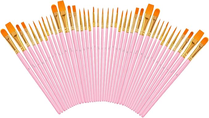 Soucolor Paint Brush Set –40Pcs Acrylic Watercolor Brush Multi-Size by Soucolor