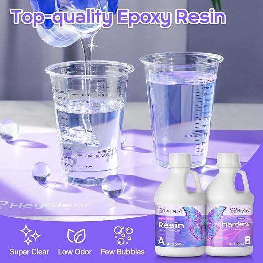 HeyClear 68 oz Epoxy Resin Kit Crystal Clear, Hard 2 Part Epoxy and Hardener - Image 5