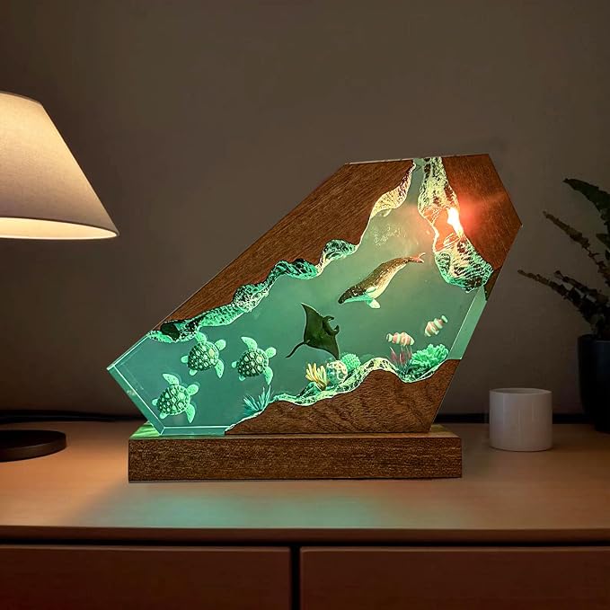Humpback Whale Ocean Resin Lamp, Handmade Resin Night Light - Image 7
