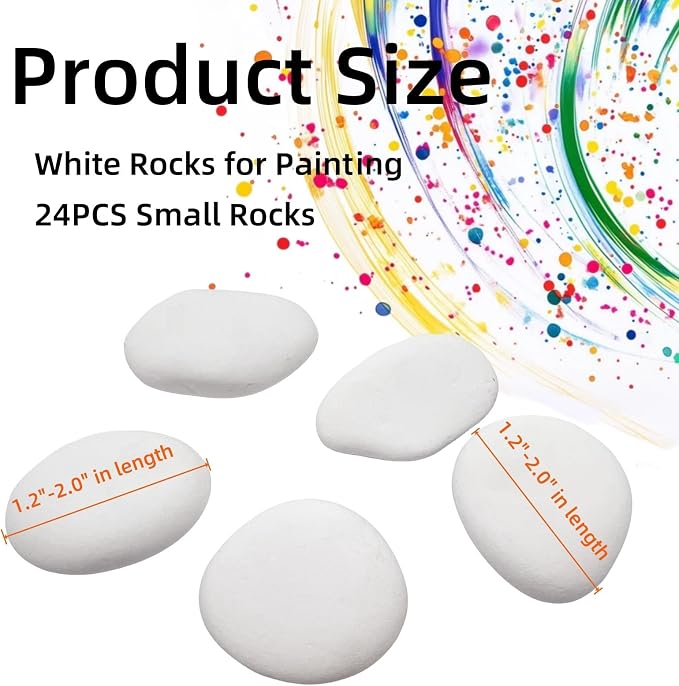 lifetop 24PCS White Painting Rocks, 1.2"-2.0" DIY Rocks Flat & Smooth Kindness - Image 2