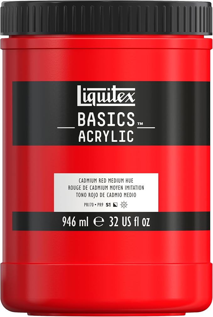 Liquitex BASICS Acrylic Paint, 946ml Jar, Cadmium Red Medium Hue by Liquitex