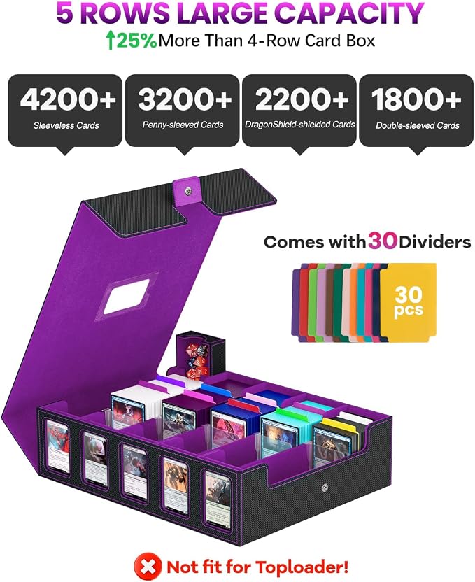 Trading Card Storage Box, 5 Row Card Deck Case - Image 2