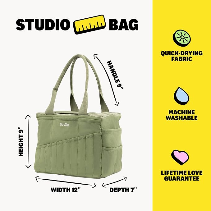 Soolla Studio Bag: Art Supply Storage Organizer & Pottery Tool Bag, Washable - Image 8