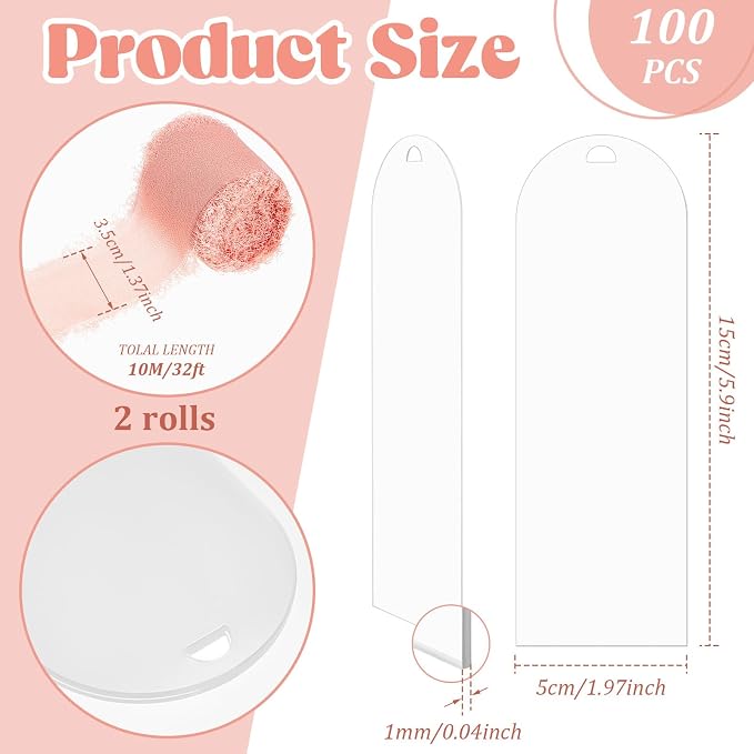 Yeaqee 100 Pcs Acrylic Bookmark Blanks Clear Bookmarks Acrylic Tags - Image 2