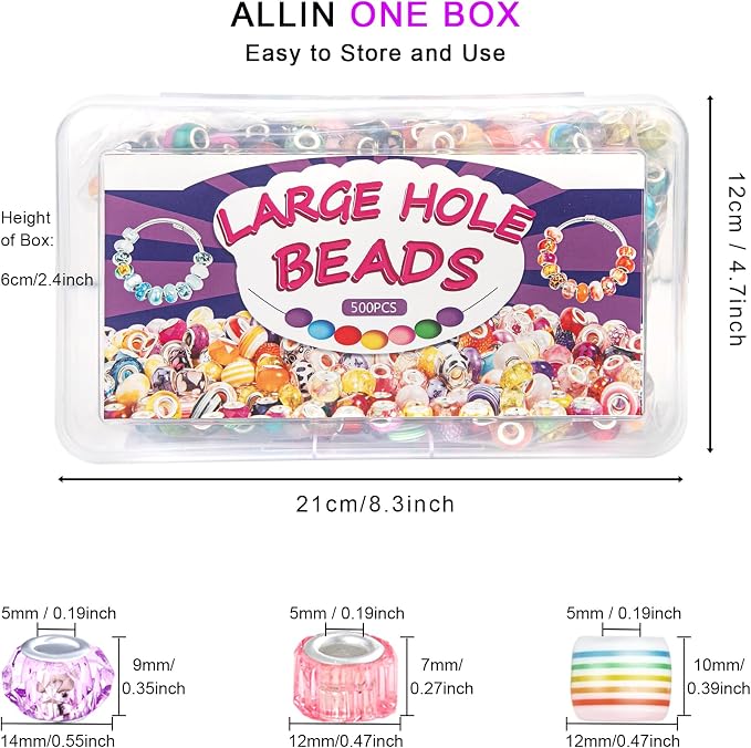 500 Pcs European Large Hole Beads - Image 3