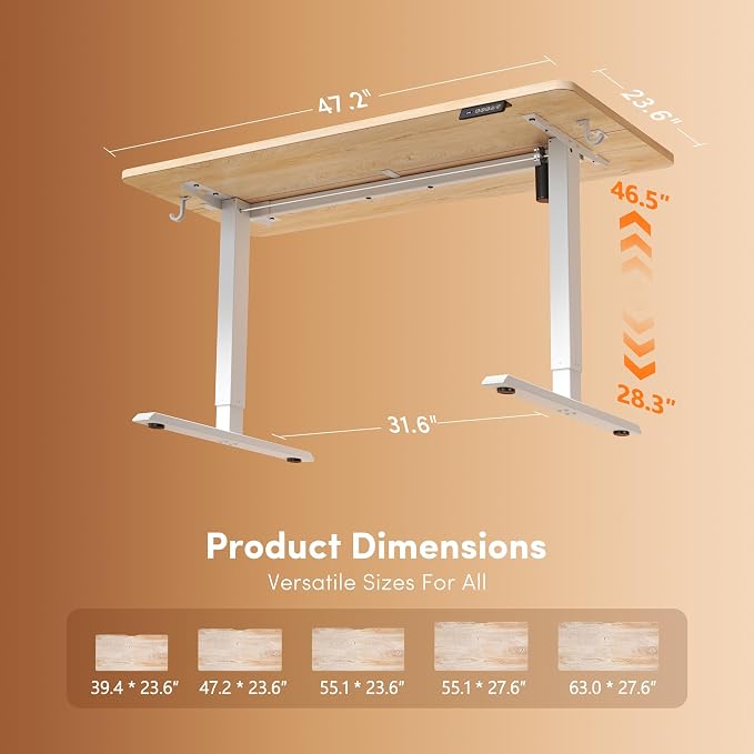 FEZIBO Standing Desk, 48 × 24 Inches Electric Height Adjustable, Sit and Stand - Image 3