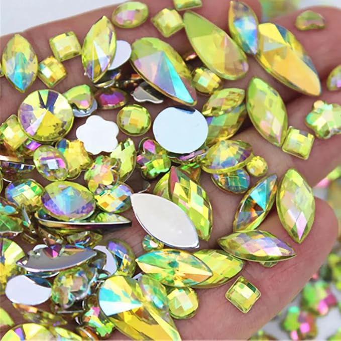 1000pcs Mixed Sizes AB Craft Gemstone Flatback Acrylic Rhinestones Face Gems by UYTRDVG