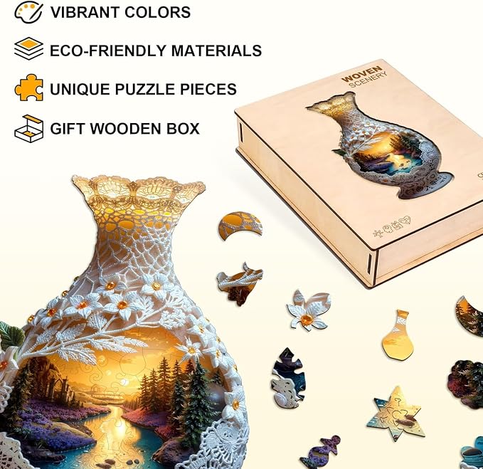Scenery in Ceramic Vases Puzzles Adults Gifts Wooden 160 Pieces 14.8 * 7.8in - Image 2