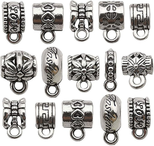 100 pcs Clasp Bail Beads Charms, Bail Tube Beads, Loose Spacer Bead, Bead by WOCRAFT
