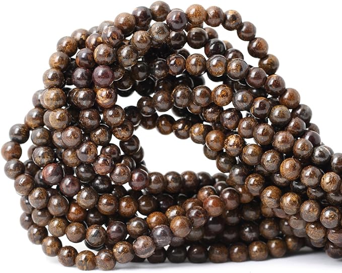 60PCS 6mm Natural Bronzite Gemstone Round Loose Beads by CHEAVIAN
