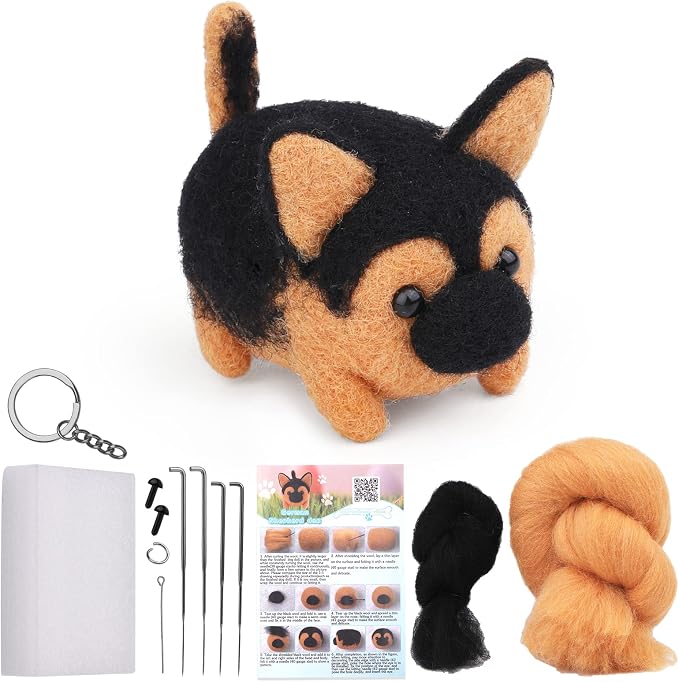 QMNNMA Needle Felting Kit for Beginners, German Shepherd Needle Felting Set | by Qmnnma