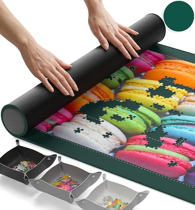 The Original Newverest Jigsaw Puzzle Mat Roll Up, Forest Green, 39.4” x 23.6” by Newverest