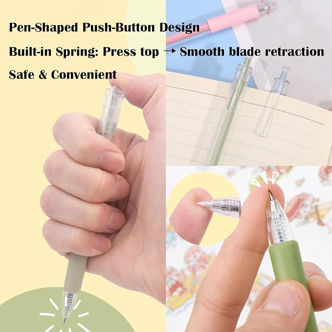 7 PCS Craft Paper Knife Pen Art Cutting Tools Retractable Hobby Cutter Pen - Image 4