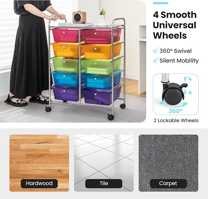BECOMFORT 10-Drawer Rolling Cart - Image 5