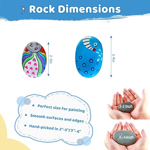 DALTACK 40 Pcs Large Rocks for Painting 25pcs 2-3in & 15pcs 3-4in Natural Flat - Image 7