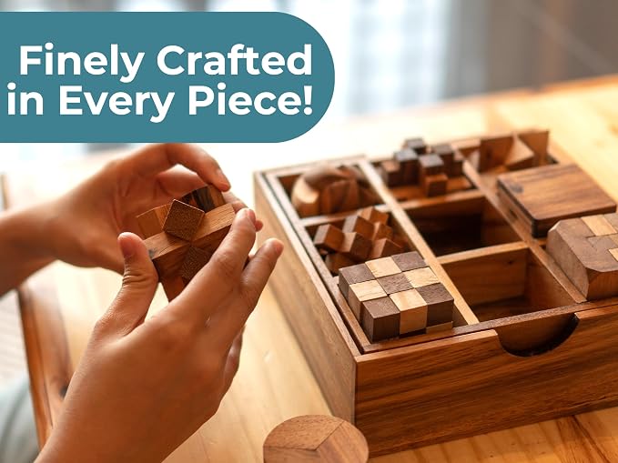 BSIRI 9 in 1 Wooden Brain Teaser Puzzles - Image 5