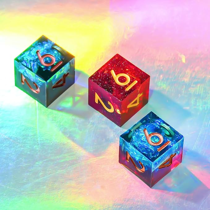 3Pcs D6 DND Dice with Resin Sharp Edge D&D Dice, Random Color and Style 6 Sided - Image 2