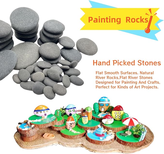 50PCS Painting Rocks, Medium Small & Tiny River Rocks - Image 2
