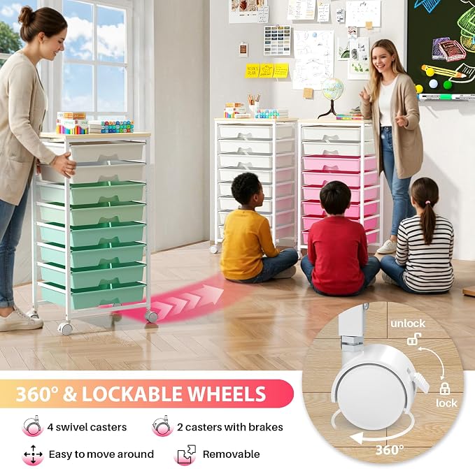 Goovilla Rolling Cart with Drawers, Utility Cart Organizer With 8 Removable - Image 5