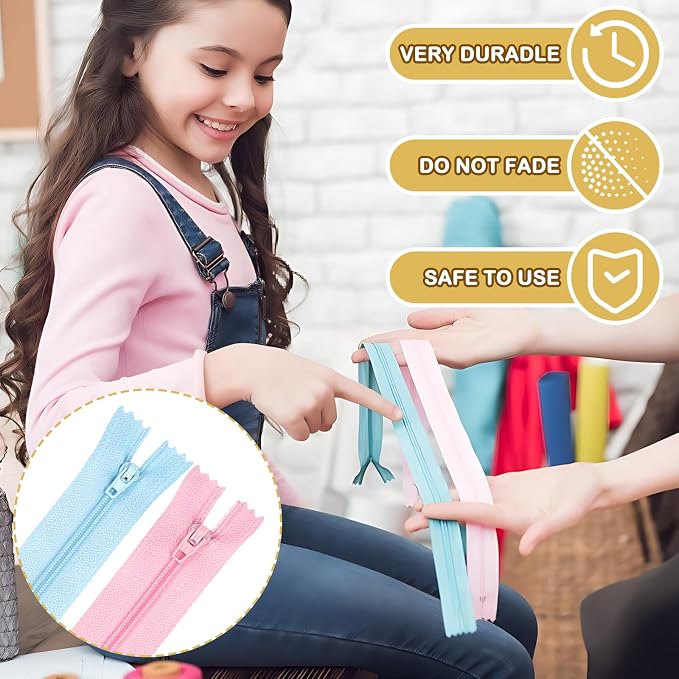 Zippers, DOITEM 48 pcs Zippers for Sewing 6 Inch 10 Inch Multicolor Nylon Coil - Image 6