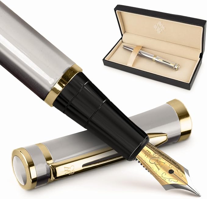 Wordsworth & Black Fountain Pen Set, 18K Gilded Extra Fine Nib, Includes 24 by WordsworthBlack