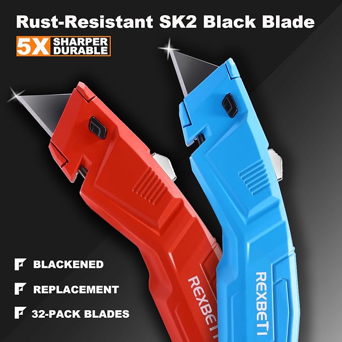 REXBETI 12 Pack Utility Knife Retractable Box Cutter, 4 Color Heavy Duty - Image 3