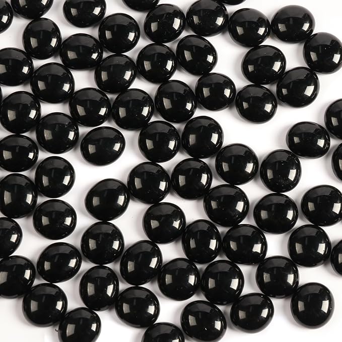 5Lb Black Glass Marbles, Decorative Black Glass Pebbles by MBKHFLL