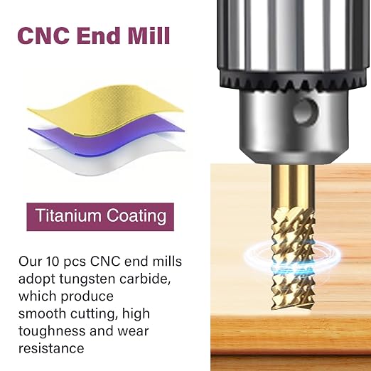 Titanium Coated Engraving Milling Cutter Carbide Bits, 1/8'' Shank, 10 Pieces - Image 5