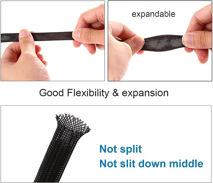 100ft - 1/2 inch PET Expandable Braided Sleeving – Black – Alex Tech Braided - Image 5