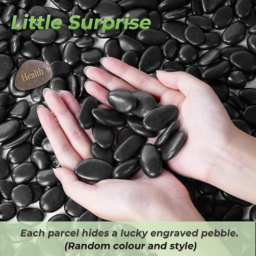 SIDONG 10 LB Black River Rocks, 0.4-1.2 Inches Highly Polished Pebbles - Image 2