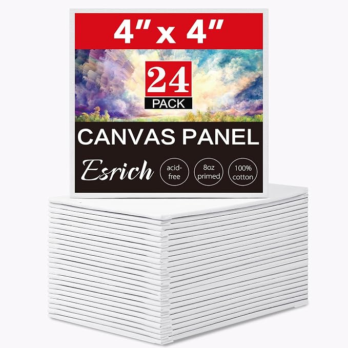 ESRICH 4x4IN Small Canvases for Painting, 24 Pack Mini Canvas Boards Cotton by ESRICH