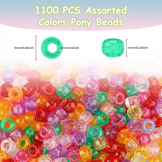 Pony Beads Bulk 1100 Pcs, Beads - Image 2