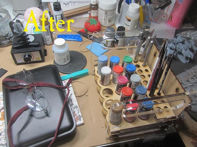 LITKO Mobile Paint Caddy | 15 Bottles + 18 Brushes | 26mm Vallejo Dropper | - Image 9