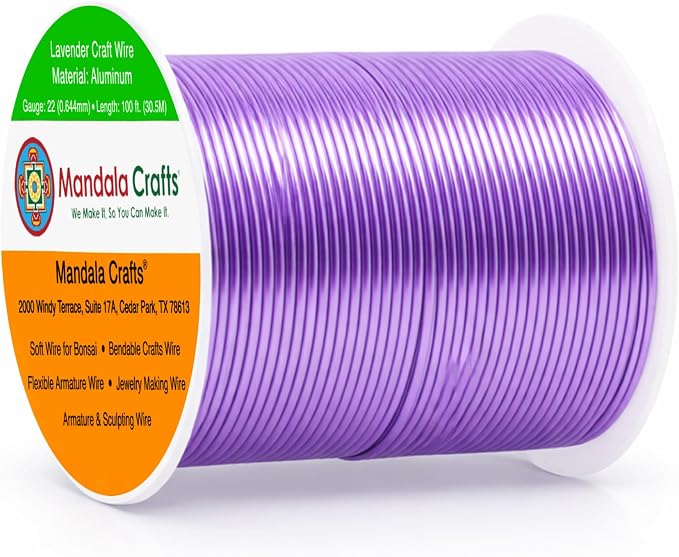 Mandala Crafts 22 Gauge Lavender Anodized Aluminum Craft Wire, 100 FT | Colored by MandalaCrafts