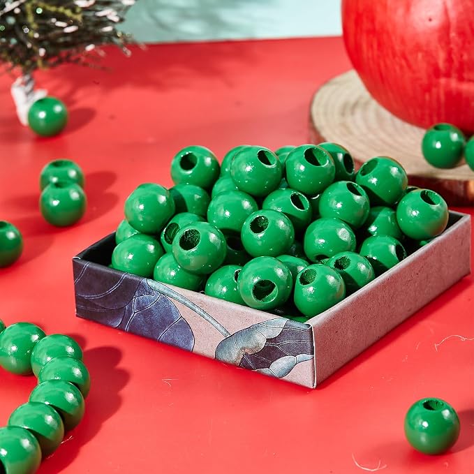 240PCS Green Wooden Beads 16mm - Image 7