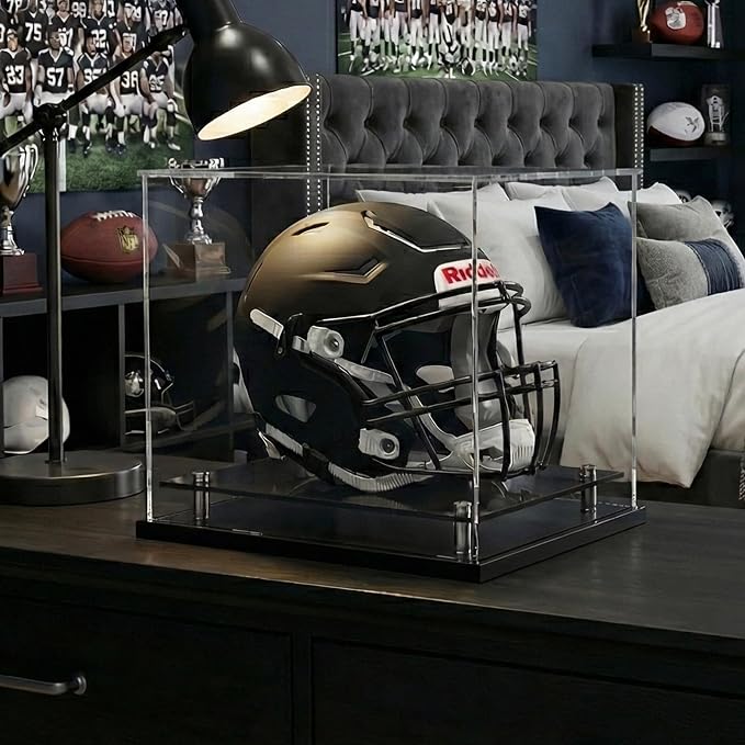 Football Helmet Display Case Full Size, Acrylic Helmet Display Case Black - Image 2