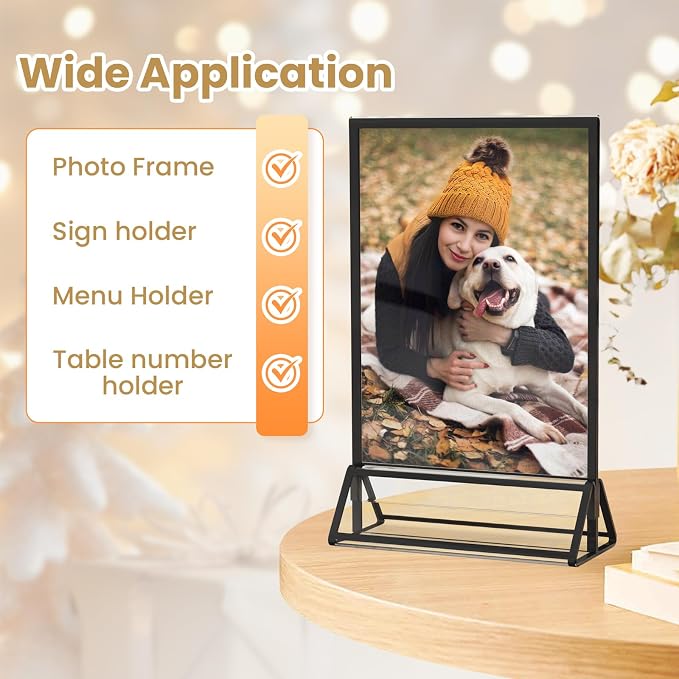 Acrylic Sign Holder 5X7 Double-Sided Black Picture Frame -6 Pack | Acrylic - Image 6