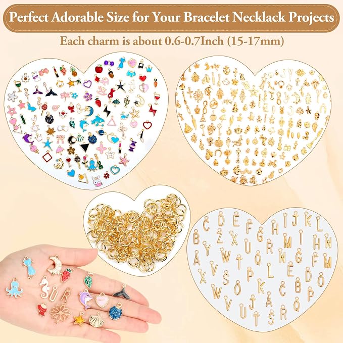 Modacraft 302Pcs Charms for Jewelry Making, Bulk Assorted, KC Gold, For DIY - Image 6