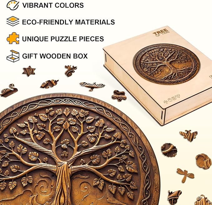 Tree of Time Puzzles Adults Gifts Wooden 100 Pieces 8.5 * 8.5in - Image 2