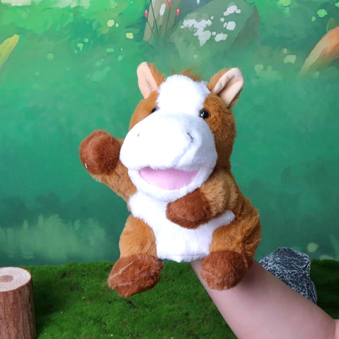 Easfan Horse Hand Puppet with Movable Mouth Interactive Storytelling Cute Soft - Image 6
