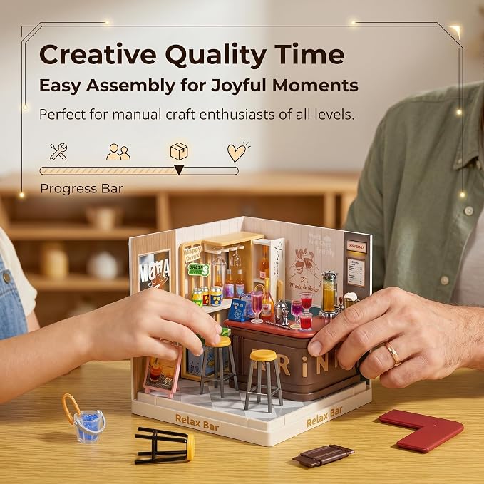 Relax Bar Miniature House Kit, Plastic DIY Dollhouse - Image 2