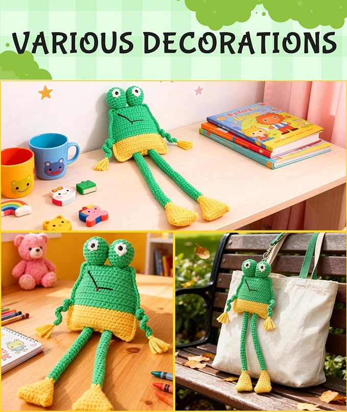 Totiro Crochet Kit for Beginners, Long-Legged Frog Amigurumi Starter Kit - Image 6